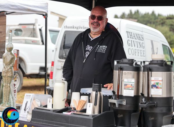 Joe Seta in the Thanksgiving Coffee booth