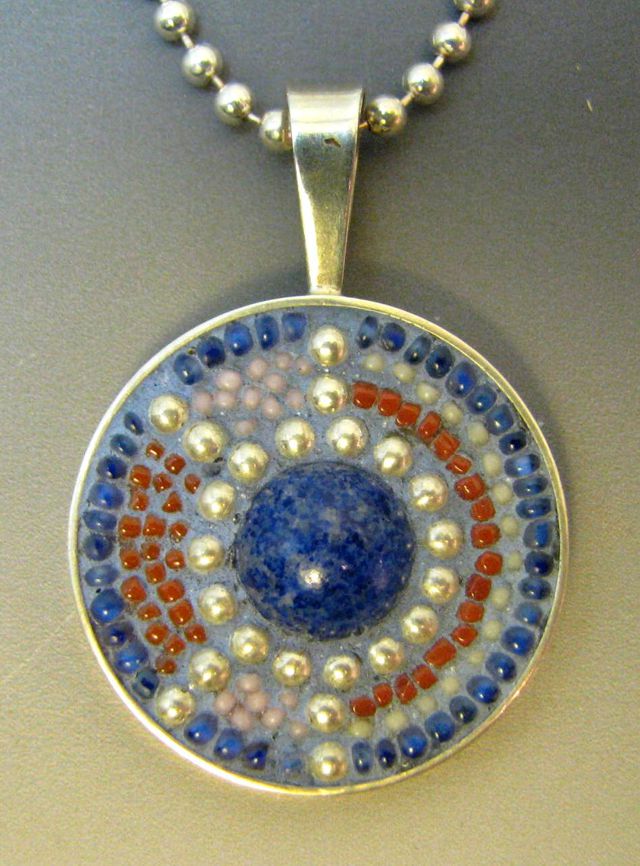 Ellen Athens: Lapis Lazuli Micro-mosaic pendant 